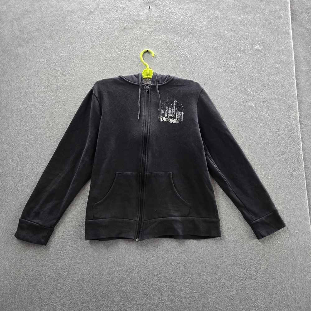 Disney Parks Women Hoodie XL Black Graphic Fleece Disneyland Castle